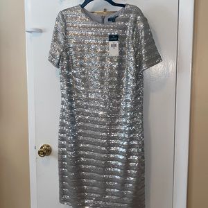 Women’s Ralph Lauren Evening dress NWT size 16 Silver sequins
